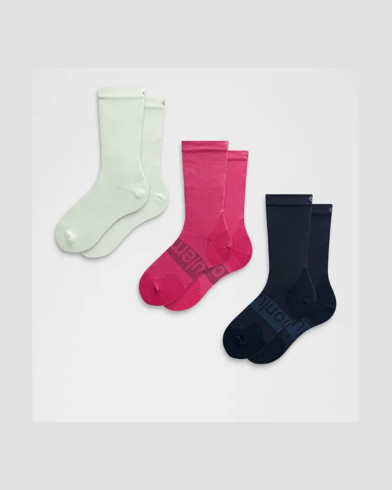 LULULEMON Power Stride Crew Socken 3er-Pack für Frauen – Größe in Raspberry Coulis/Elixir/True Navy Raspberry