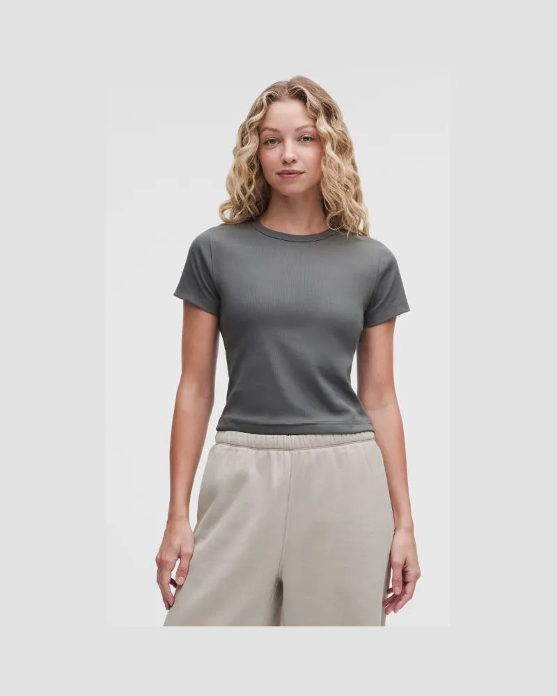 LULULEMON Little geripptes T-Shirt für Frauen – Größe in Onyx Grey Onyx