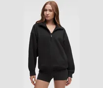 Steady State-Sweater mit kurzem Reißverschluss und Trichterkragen im Oversized Fit aus SuperLoft für Frauen – Größe in Schwarz