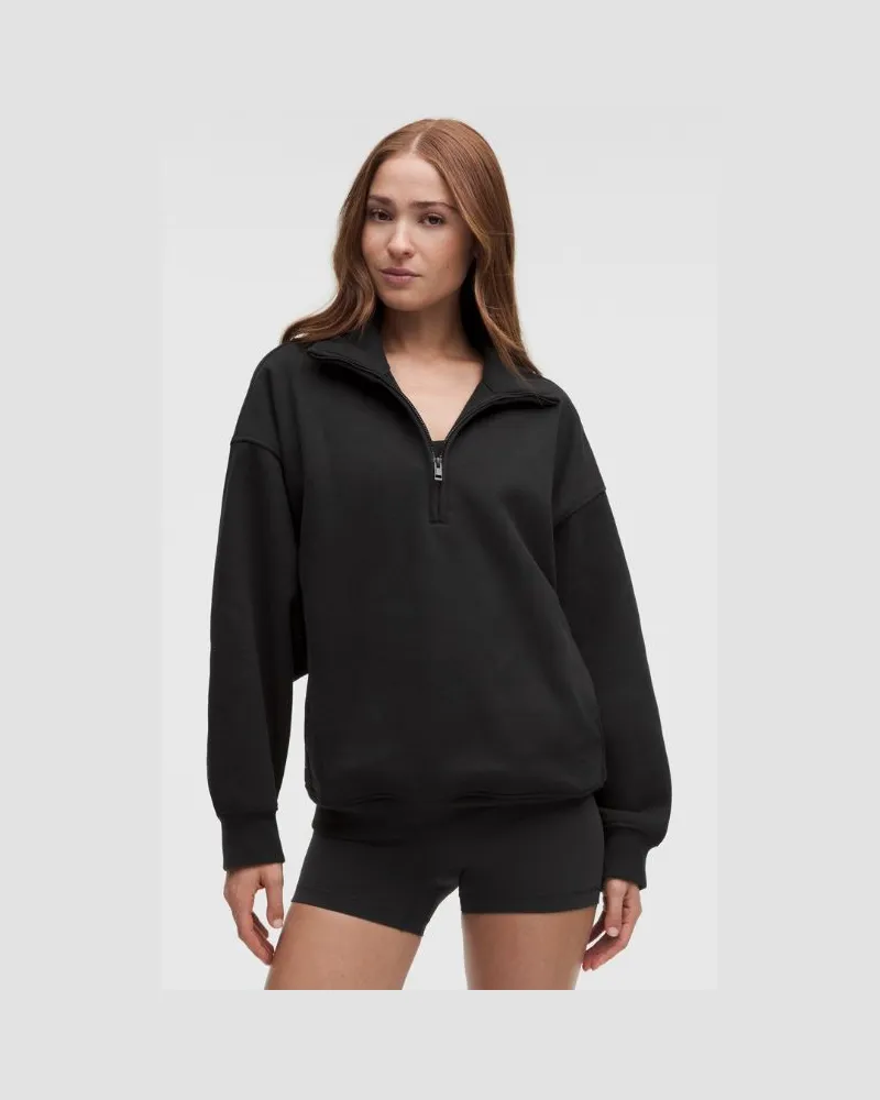 LULULEMON Steady State-Sweater mit kurzem Reißverschluss und Trichterkragen im Oversized Fit aus SuperLoft für Frauen – Größe in Schwarz Schwarz