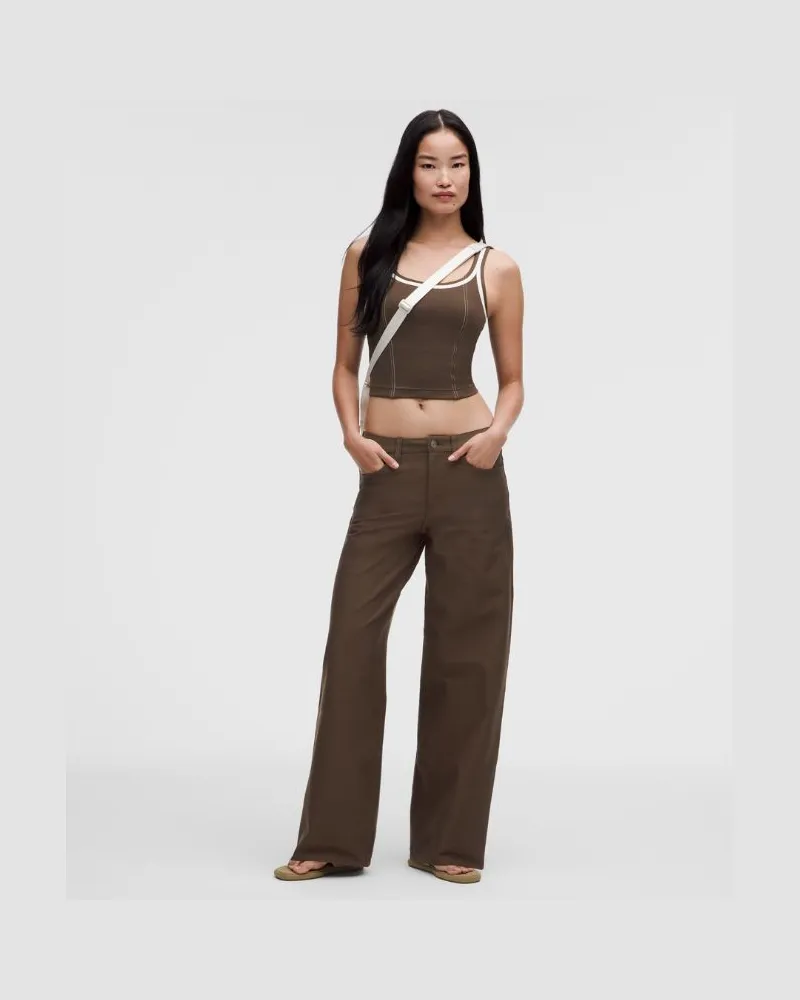 LULULEMON EasyFive Hose mit niedrigem Bund und weitem Bein Normale Länge für Frauen – Größe in Walnut Crunch Walnut