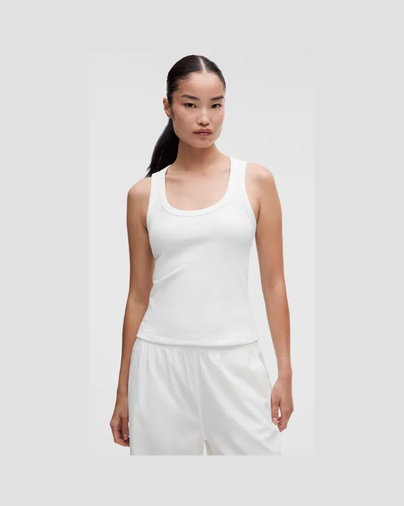 LULULEMON Little geripptes Tanktop mit U-Ausschnitt für Frauen – Größe in Weiß Weiß