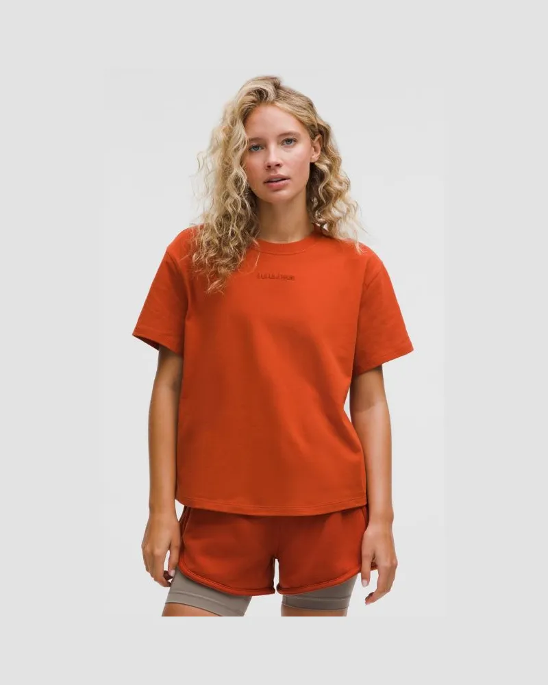 LULULEMON T-Shirt aus Baumwoll-Jersey im Relaxed Fit Logo für Frauen – Orange – Größe Autumn
