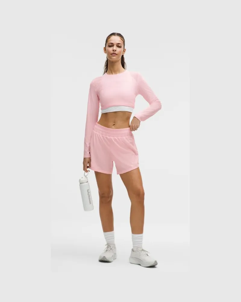 LULULEMON Track That Shorts mit Liner und hohem Bund für Frauen – 13 cm – Größe in Pink Pearl Pink