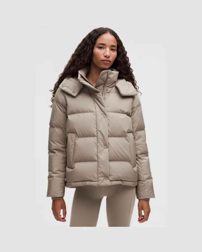 LULULEMON Puffer-Jacke mit Füllkraft 600 für Frauen – Khaki – Größe Warm