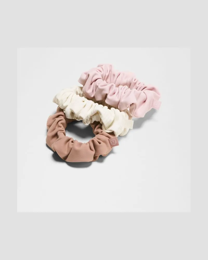 LULULEMON Uplifting Scrunchies 3er-Pack in Ashen Rose/Porcelain Pink/Light Ivory Ashen