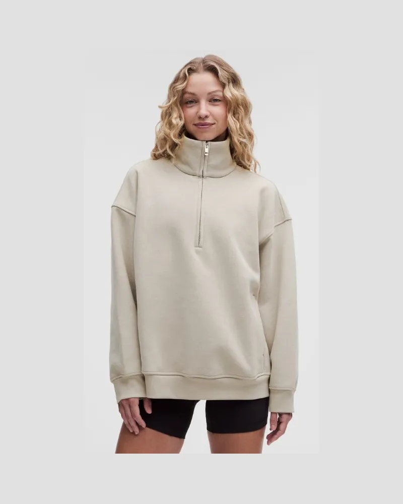 LULULEMON Steady State-Sweater mit kurzem Reißverschluss und Trichterkragen im Oversized Fit aus SuperLoft für Frauen – Größe in Hailstone Grey Hailstone