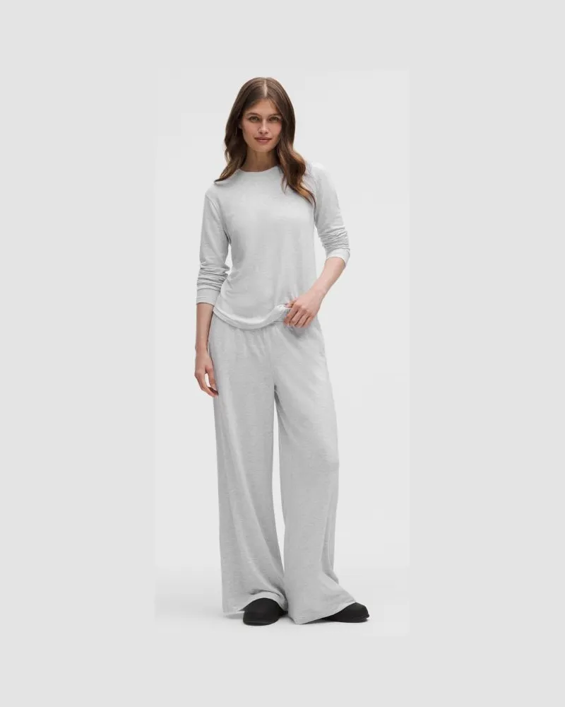 LULULEMON BeCalm Hose mit weitem Bein und mittelhohem Bund für Frauen – Größe in Heathered Core Ultra Light Grey Heathered