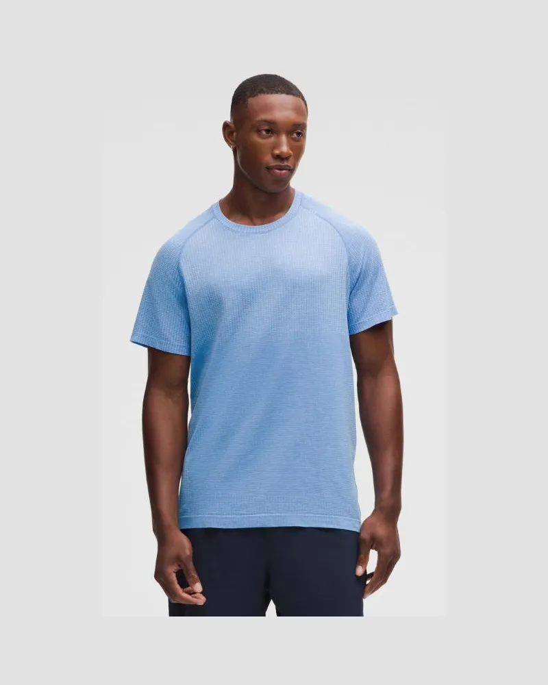 LULULEMON Metal Vent Tech T-Shirt für Männer – Größe in Starch Blue/Pool Party Starch