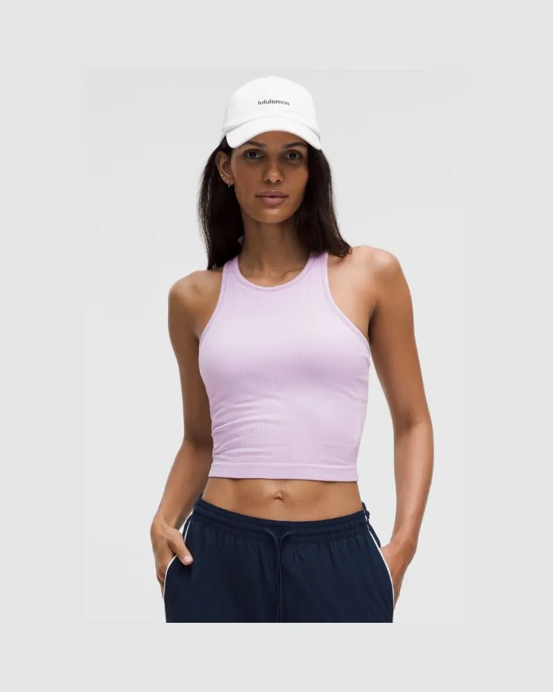 LULULEMON Ebb to Street Crop-Tanktop mit Racerback Leichter Halt für B/C-Cups für Frauen – Größe in Dilute Wash Iced Violet Dilute
