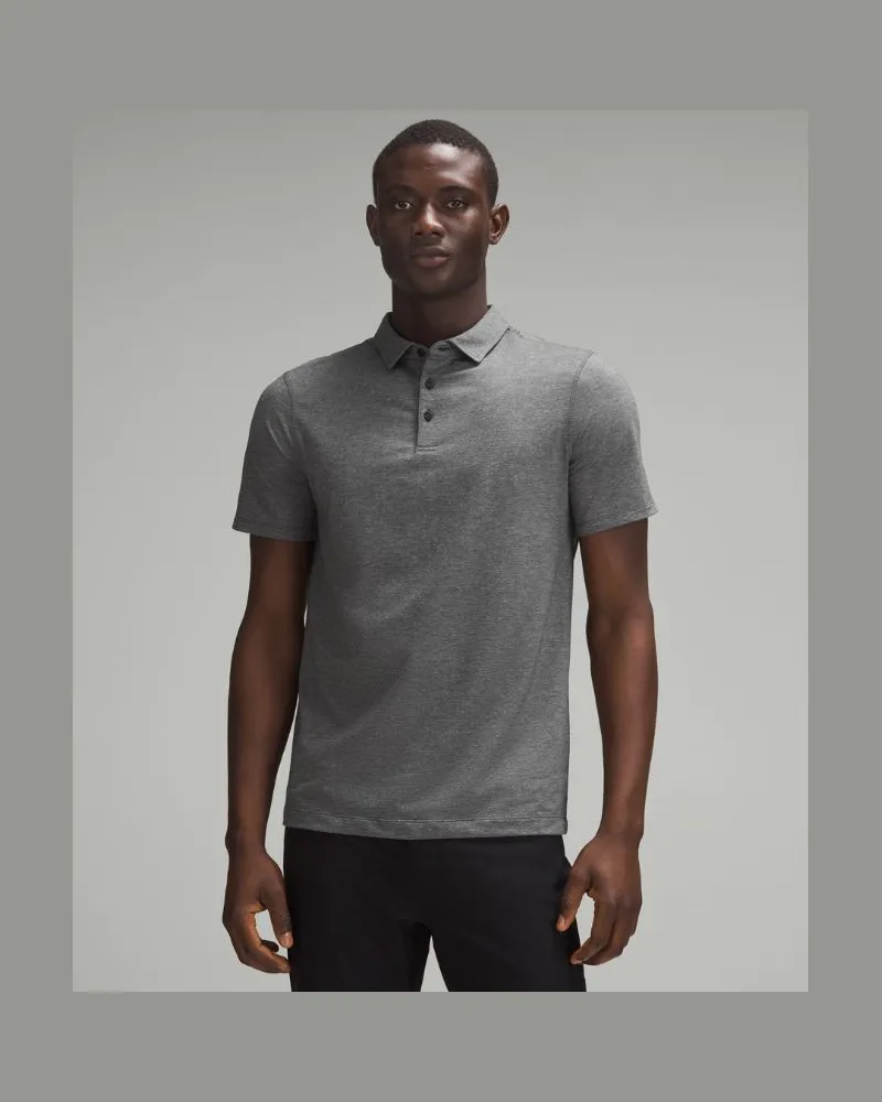 LULULEMON Evolution Kurzarm-Poloshirt für Männer – Größe in Heathered Black Heathered