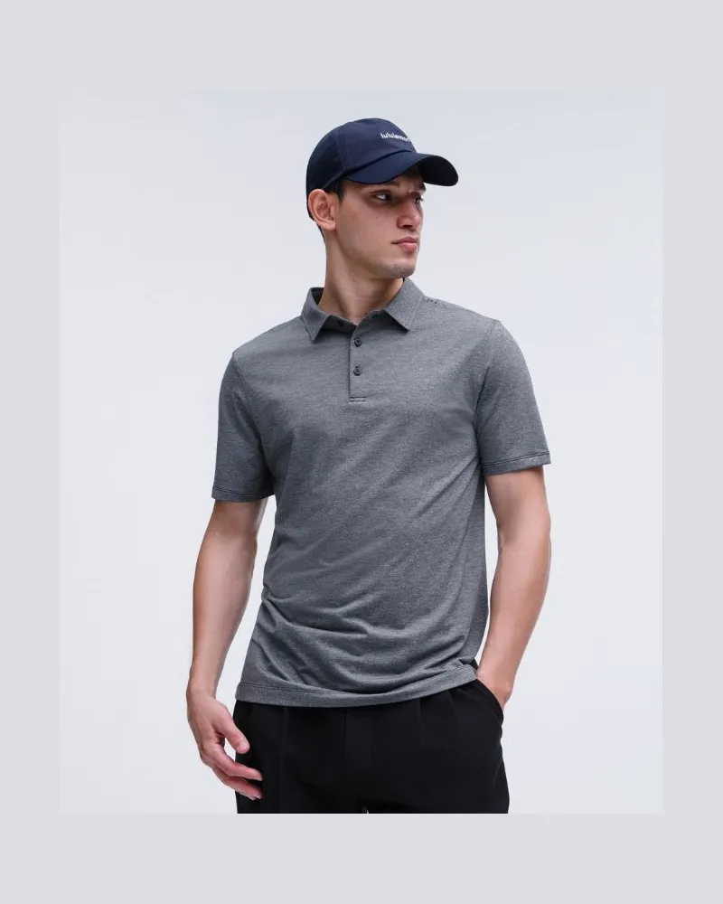 LULULEMON Evolution Kurzarm-Poloshirt für Männer – Größe in Heathered Black Heathered