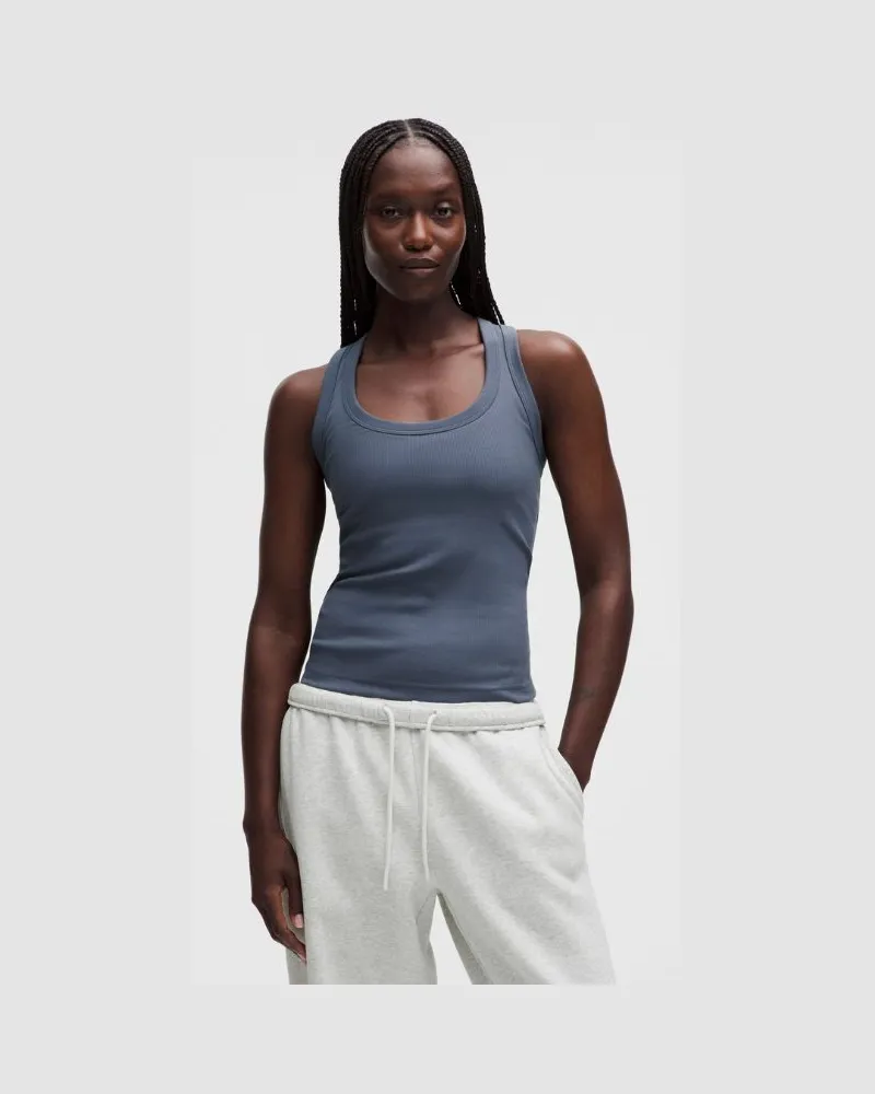 LULULEMON Little geripptes Tanktop mit U-Ausschnitt für Frauen – Größe in Dusty Diamond Dusty