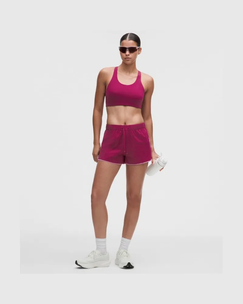 LULULEMON Zweifarbige Laufshorts mit mittelhohem Bund für Frauen – 8 cm – Größe in Raspberry Rave/Flamingo Fun Tone Raspberry