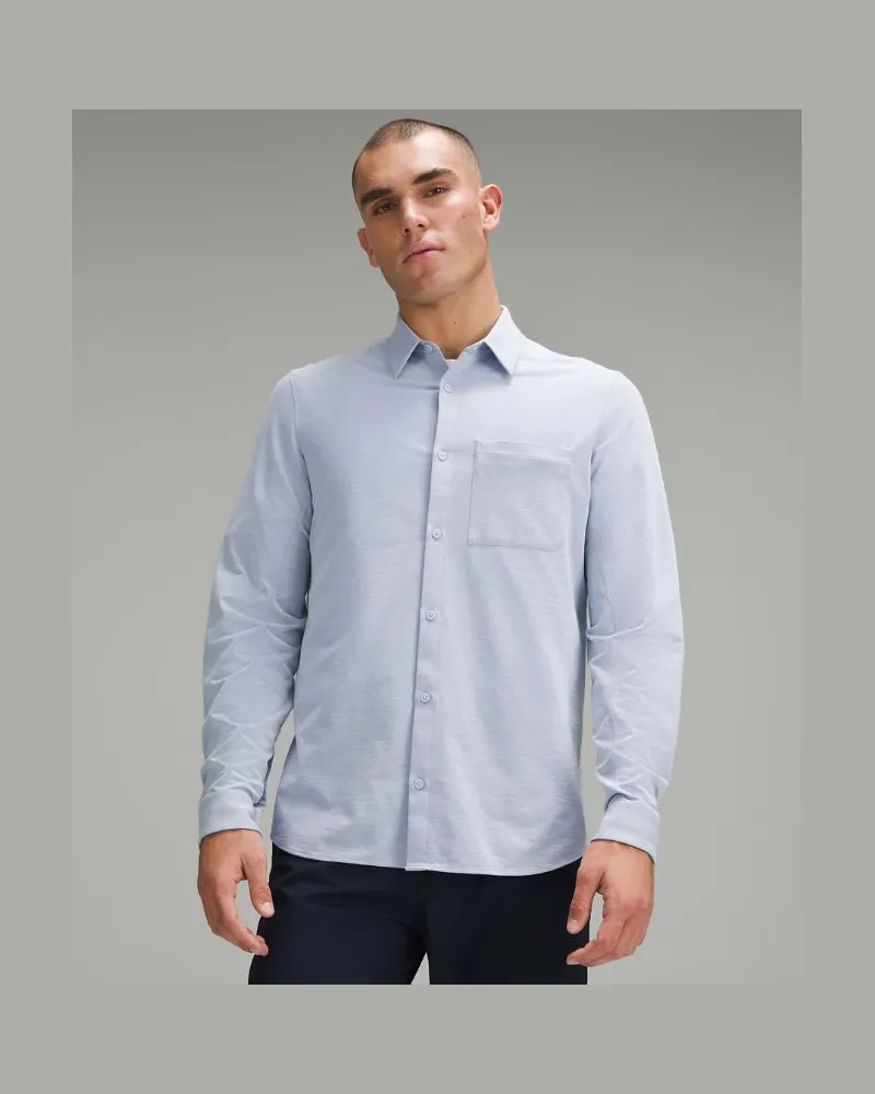 LULULEMON Commission Langarmshirt Oxford für Männer – Größe 2XL in Blue Linen/White Blue