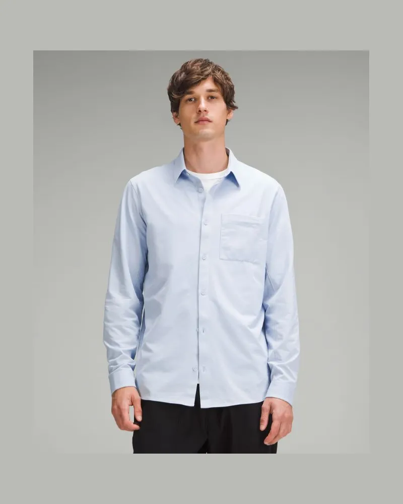 LULULEMON Commission Langarmshirt Oxford für Männer – Größe in Blue Linen/White Blue