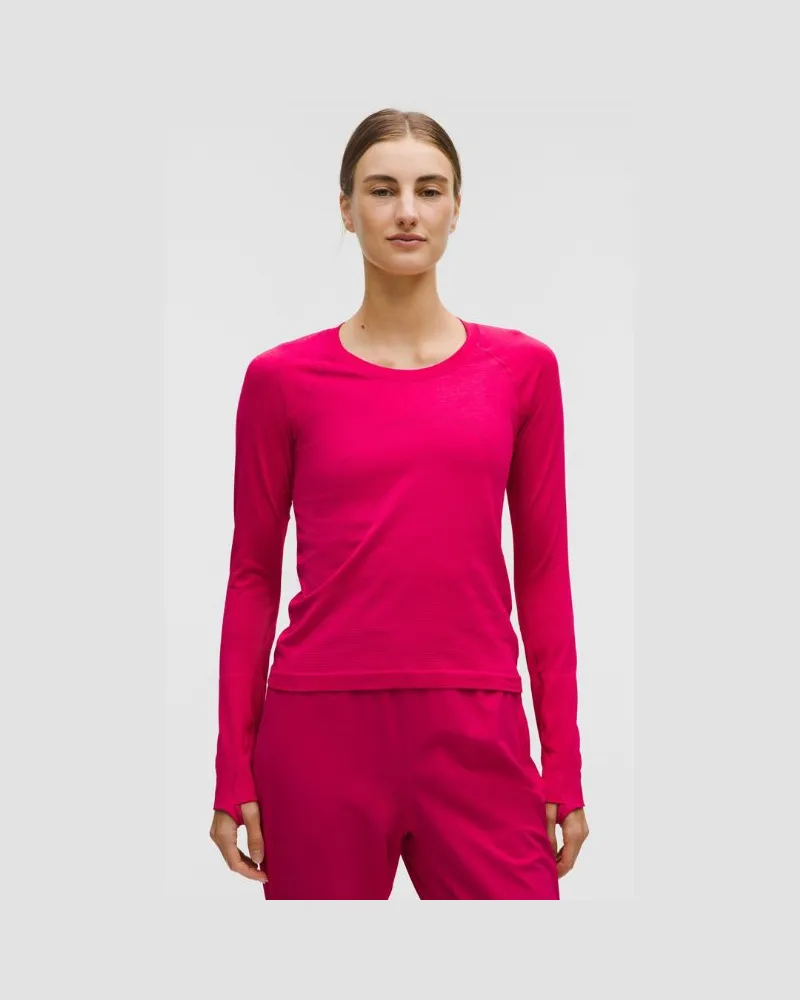 LULULEMON Swiftly Tech Langarmshirt 2.0 Taillenlänge für Frauen – Größe in Calypso Pink Calypso