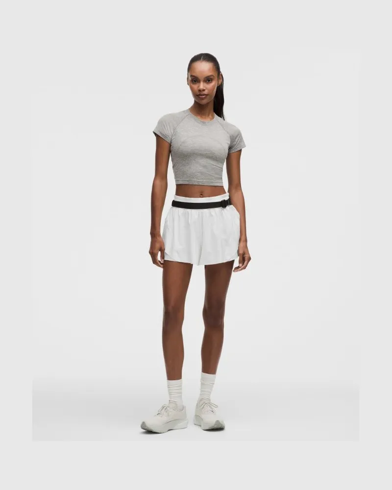 LULULEMON Shake It Out Lauf-Shorts mit hohem Bund für Frauen – 6 cm – Größe in Weiß Weiß