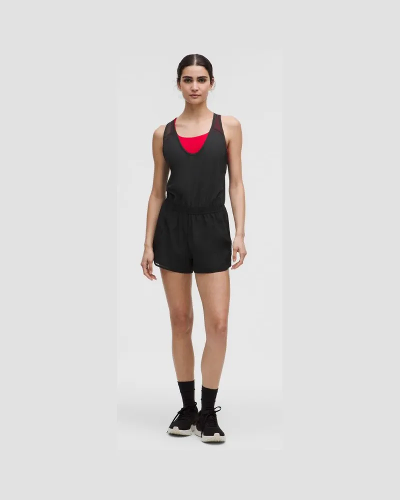 LULULEMON Hotty Hot Lauf-Romper Spitzenbesatz für Frauen – Größe in Black Black