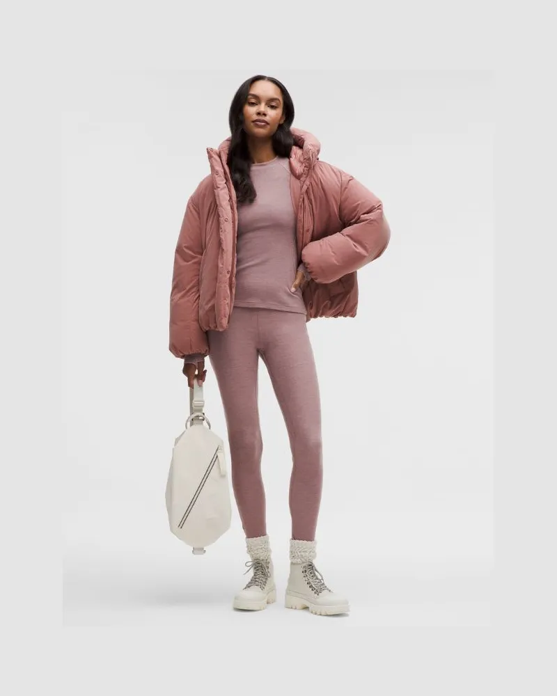 LULULEMON Waffle-Knit High-Rise Base Layer Leggings 28" für Frauen – Größe in Heathered Twilight Rose Heathered