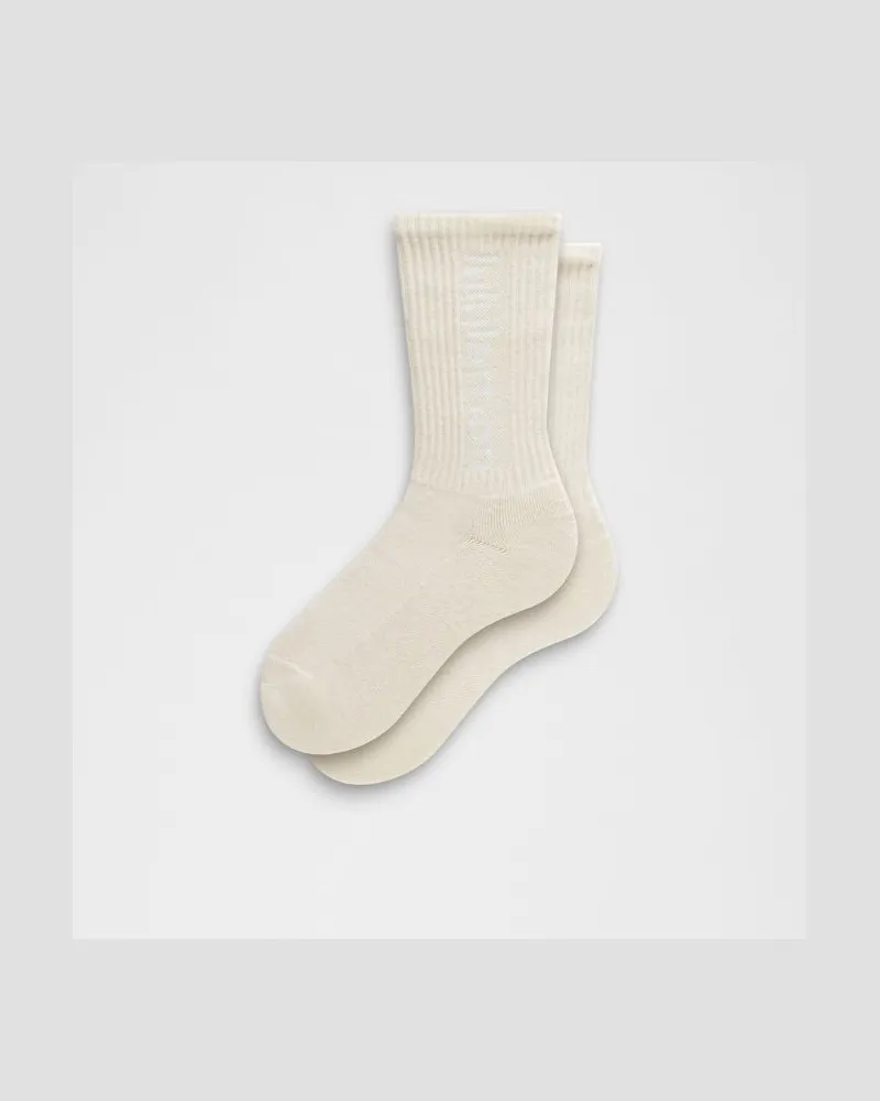 LULULEMON Unisex Daily Essential Crew-Socken Logo – Größe in Light Ivory/White Light