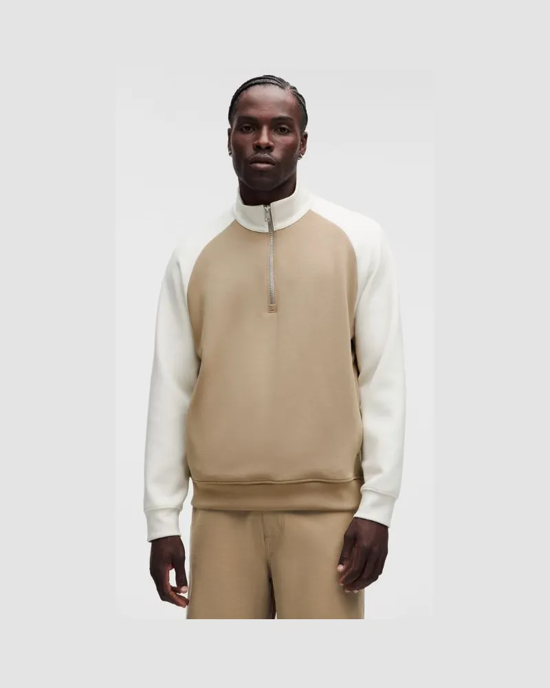 LULULEMON Smooth Spacer-Sweater mit halblangem Reißverschluss Color-Blocking für Männer – Khaki – Größe Rumble