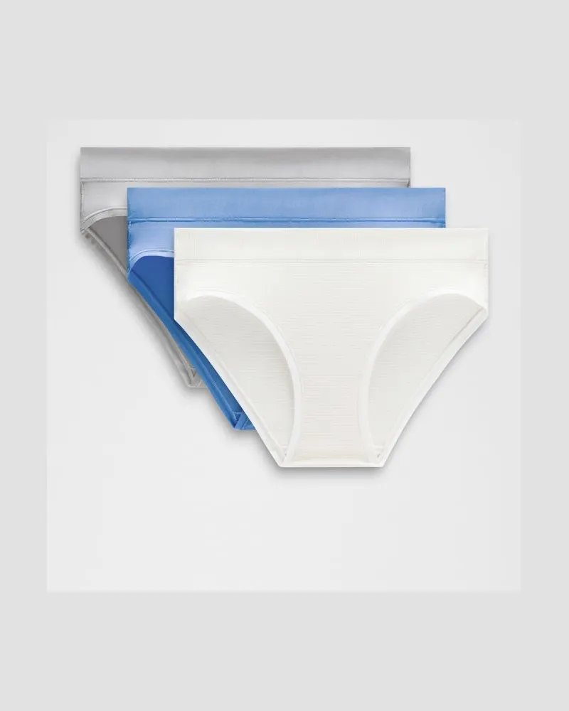 LULULEMON UnderEase Bikini-Unterwäsche mit mittelhohem Bund 3er-Pack für Frauen – Größe in Jumie Stripe White Vapor/Silver Drop/Pool Party Jumie
