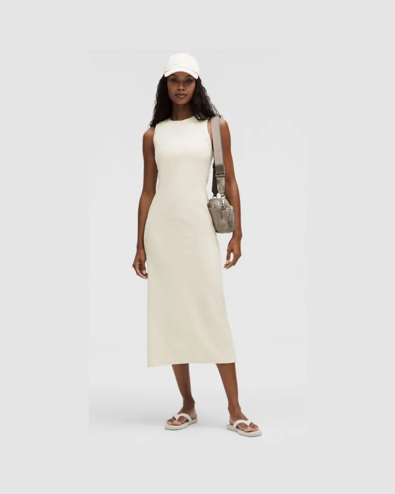 LULULEMON All Aligned geripptes Midi-Kleid für Frauen – Größe in Light Ivory Light