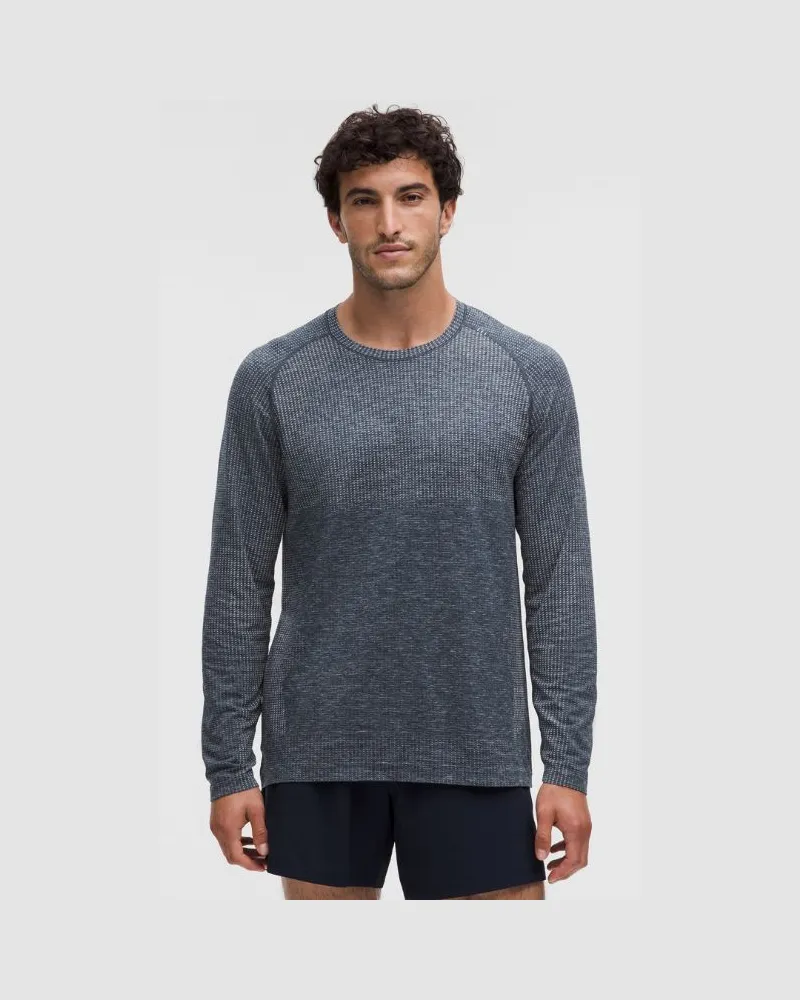 LULULEMON Metal Vent Tech Langarmshirt e Passform für Männer – Größe in Starch Blue/True Navy Starch