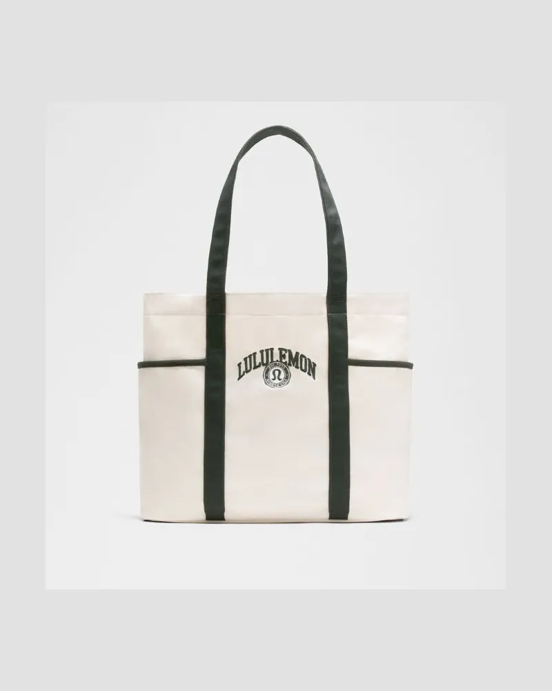 LULULEMON Daily Tote-Bag aus Canvas mit mehreren Taschen College-Style – Größe in Natural/Rainforest Green Natural