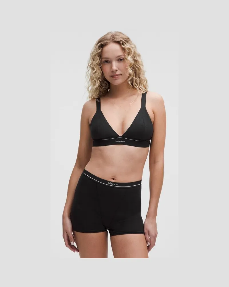 LULULEMON Stretch Cotton Ribbed Logo Bralette B/C Cup für Frauen – Größe in Black Black