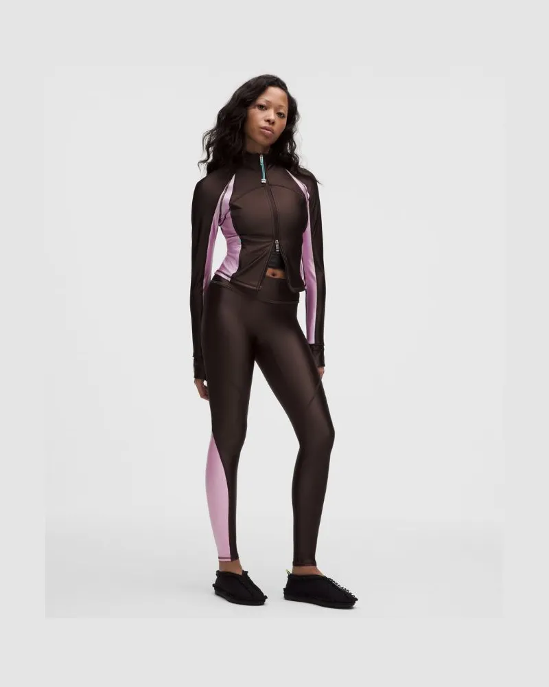 LULULEMON GANNI x Leggings mit mittelhohem Bund und gerüschtem Besatz für Frauen – 71 cm – Größe in Espresso/Cherry Blossom Pink Espresso