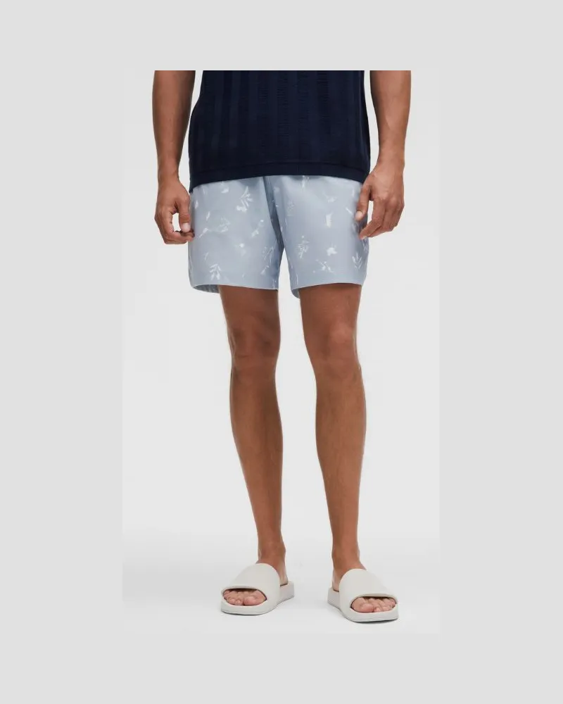 LULULEMON ABC Pull-on-Shorts aus für Männer – 18 cm – Größe in Sun Stamp Blue Linen Multi Sun