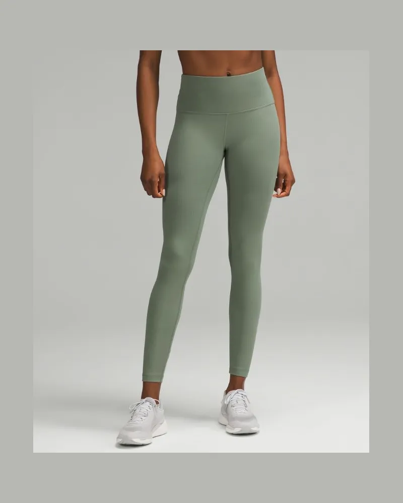 LULULEMON Wunder Train Leggings aus geripptem Material mit hohem Bund für Frauen – 71 cm – Größe in Grey Eucalyptus Grey