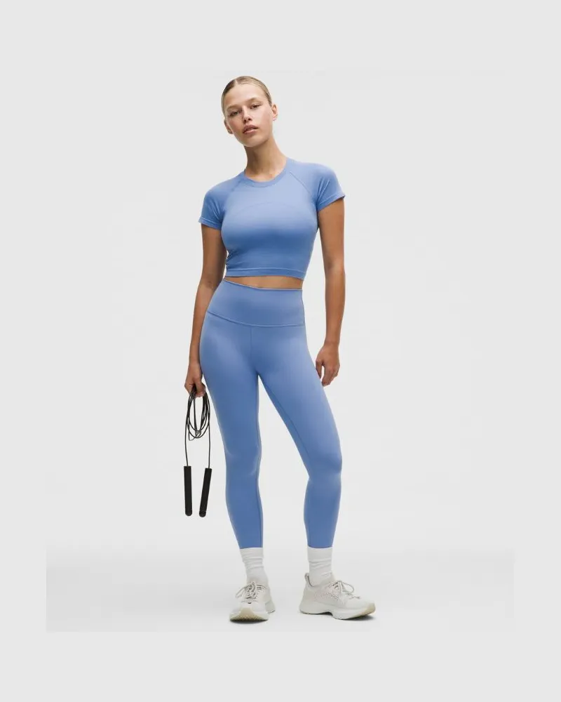 LULULEMON Wunder Train Crop Leggings mit hohem Bund für Frauen – 58 cm – Größe in Prep Blue Prep
