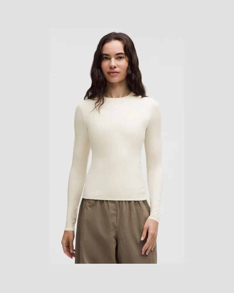 LULULEMON Wundermost Ultraweiches Langarmshirt mit Rundhalsausschnitt aus Nulu für Frauen – Größe in Light Ivory Light