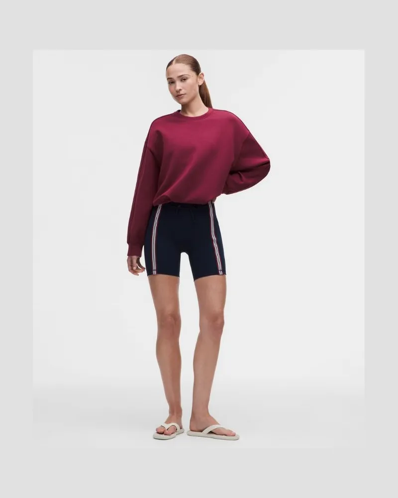 LULULEMON Groove-Shorts mit hohem Bund Streifen für Frauen – 15 cm – Größe in True Navy/Burgundy Bay True