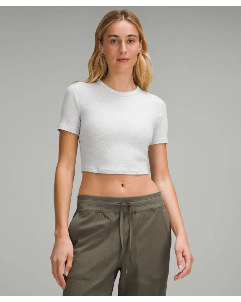 LULULEMON Hold Tight Crop-T-Shirt mit geradem Saum Heathered