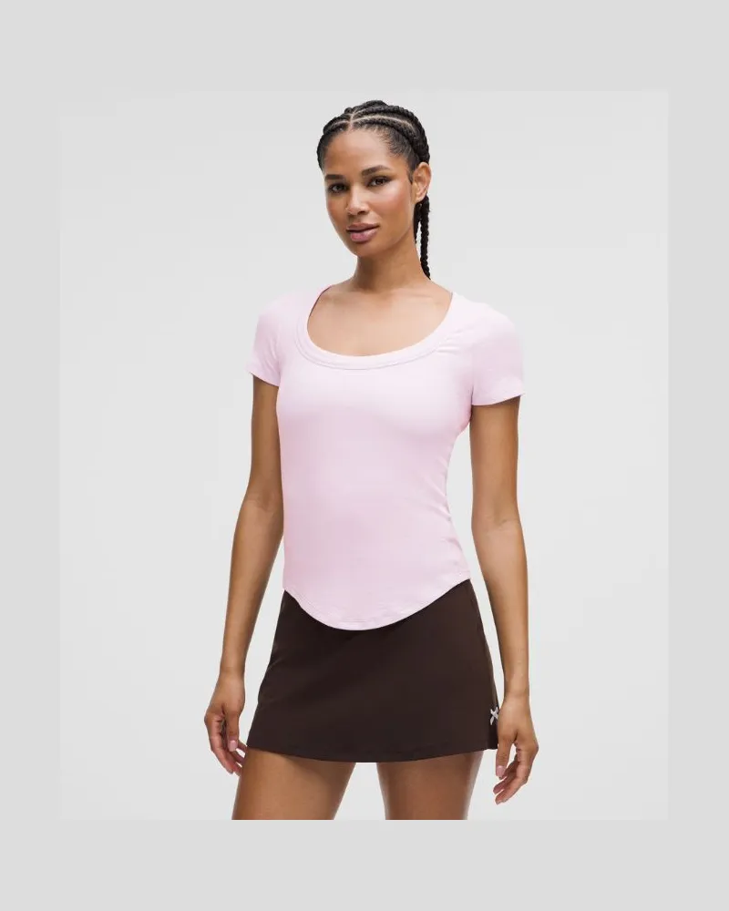 LULULEMON Hold Tight Kurzarmshirt mit U-Ausschnitt für Frauen – Größe in Pink Organza Pink