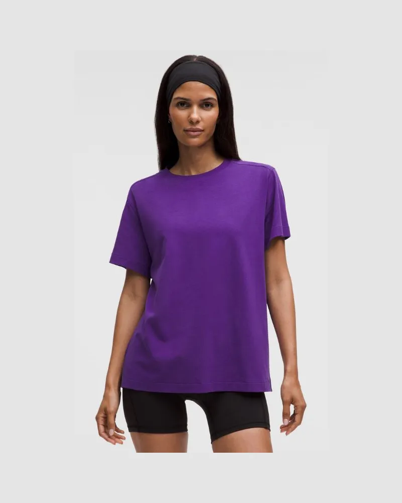 LULULEMON T-Shirt aus Bio- mit Rundhalsausschnitt für Frauen – Größe in College Purple College