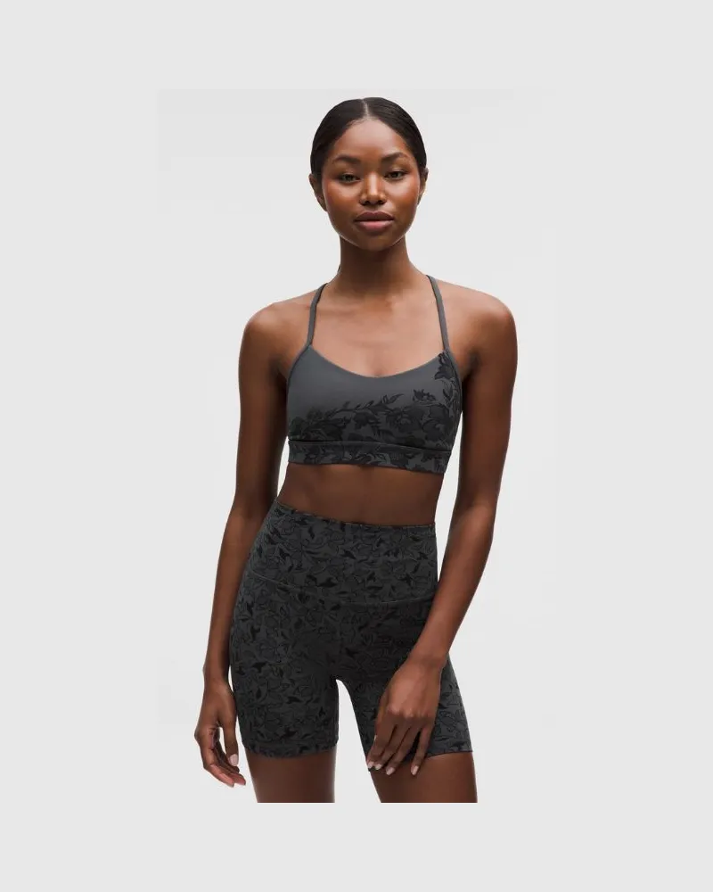 LULULEMON Flow Y BH aus Nulu mit leichtem Halt für A–C-Cups Lace Print für Frauen – Größe in Filigree Lace Engineer Flow Y Bra 2 Grey Multi Filigree
