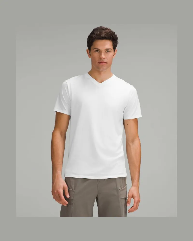LULULEMON Fundamental T-Shirt mit V-Ausschnitt für Männer – Größe in White White