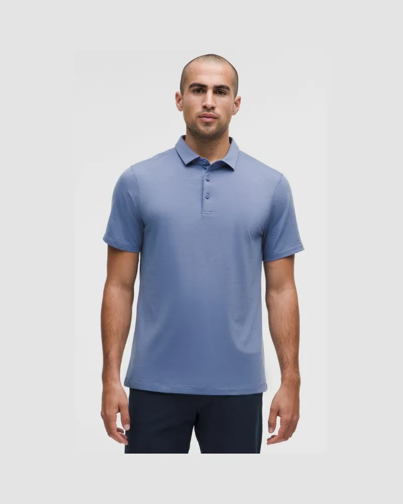 LULULEMON Evolution Kurzarm-Poloshirt für Männer – Größe in Washed Denim Washed