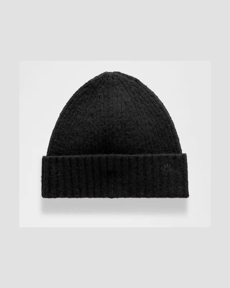 LULULEMON Beanie mit breitem Umschlag aus Rippenstrick in Black Black