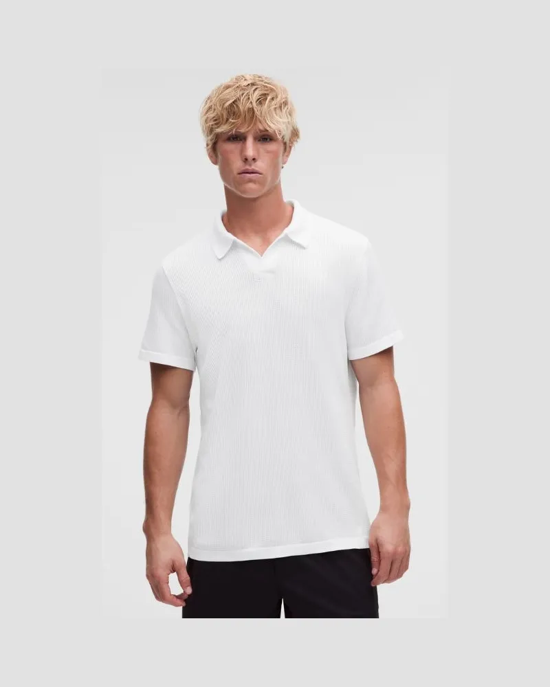 LULULEMON Strukturiertes, nahtloses Poloshirt für Männer – Größe in Weiß Weiß