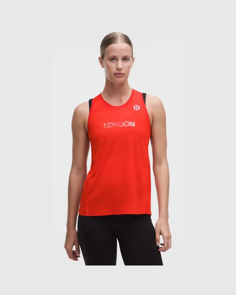 LULULEMON Fast and Free Perforated Stripe Tank London '26 für Frauen – Größe in Cherry Ember Cherry
