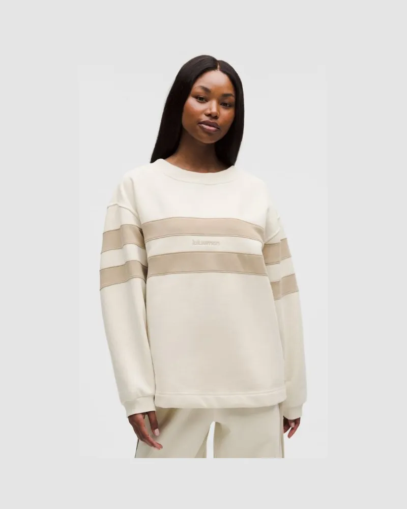 LULULEMON Steady State Oversized-Pullover Gestreift für Frauen – Größe in Light Ivory/Wacky Khaki Light