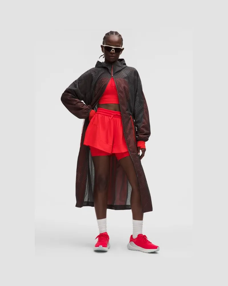 LULULEMON Lange gewebte Jacke SLNSH Kollektion für Frauen – Größe in From Afar Graphite Grey Asphalt Grey/Love Red From