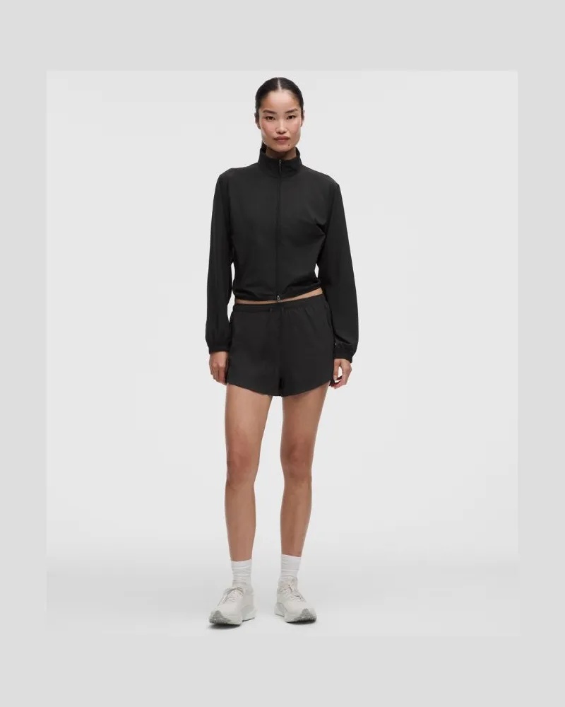 LULULEMON Strukturierte -Laufshorts mit hohem Bund für Frauen – 6 cm – Größe in Schwarz Schwarz