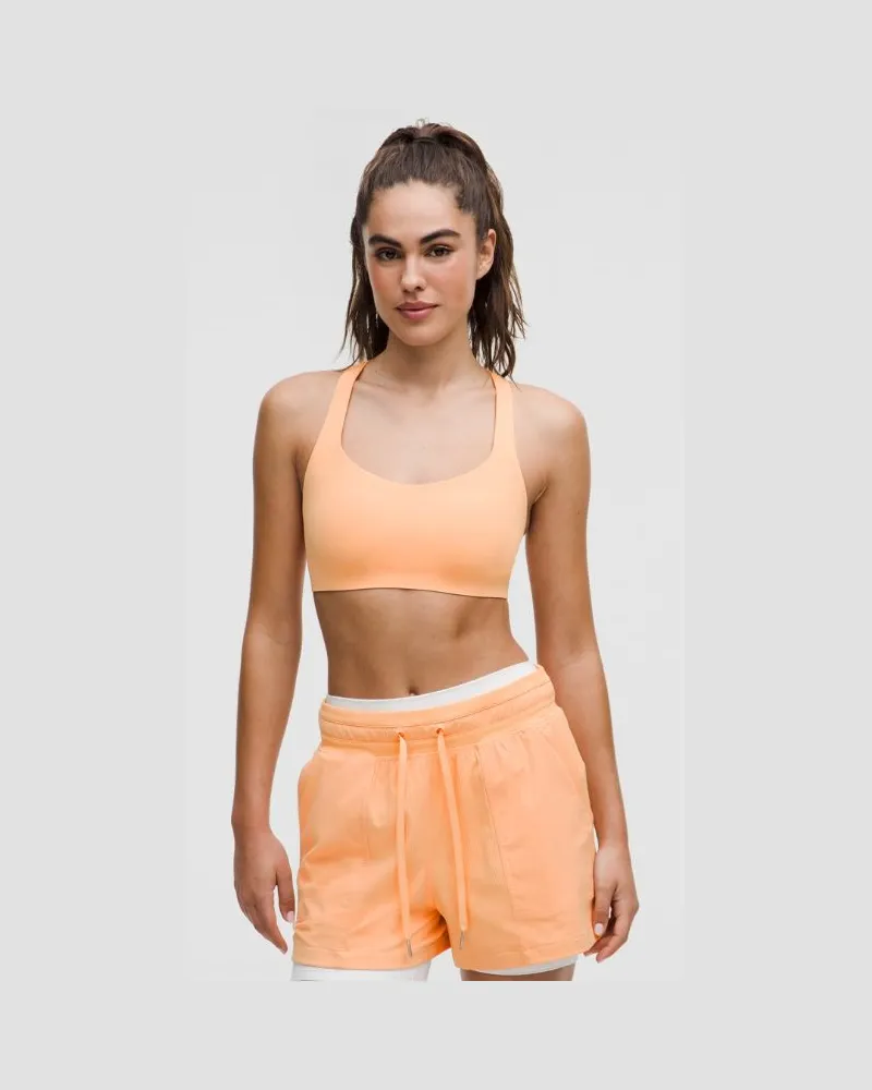 LULULEMON FlexyFlex Yoga-BH mit überkreuzten Trägern Leichter Halt für A-C Cups für Frauen – Orange – Größe Rock